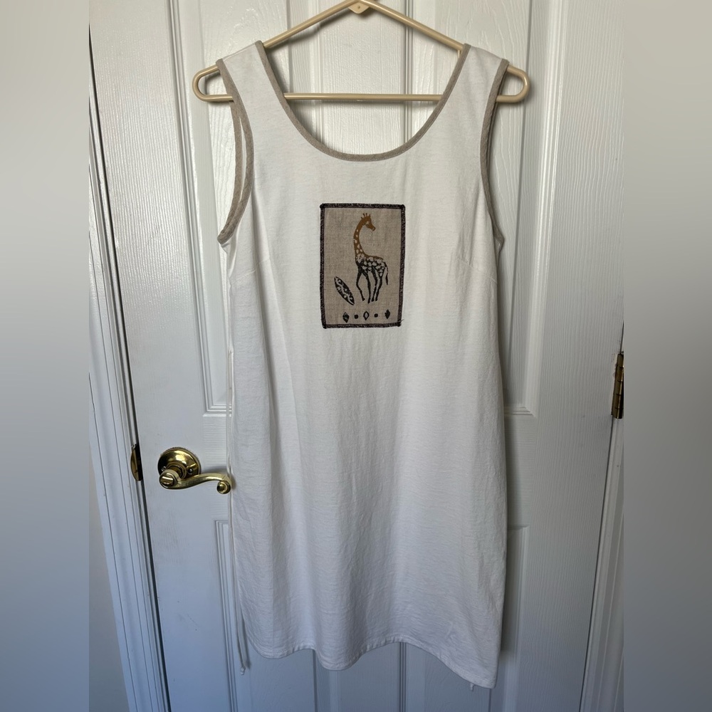 Nina Piccalino Sundress Dress Beige Animal Giraffe Graphic Size See Description